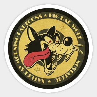 Retro Cartoon Big Wolf Sticker